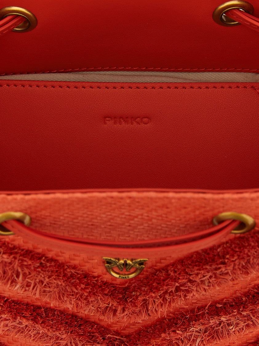 Pinko Raffia Mini Bucket Bag