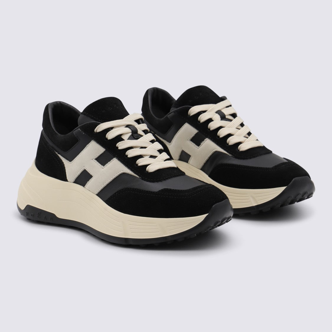 Hogan Black And White Leather Sneakers
