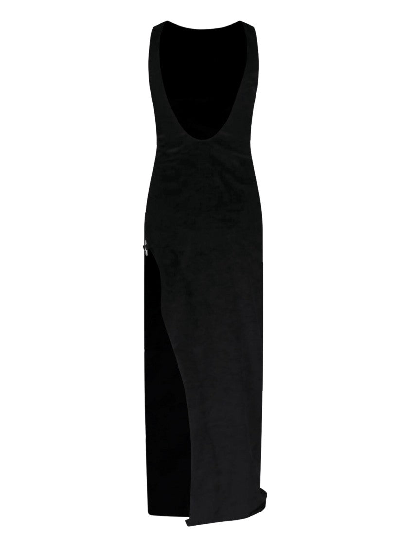 Dondup Black Velvet Side Drape Maxi Dress
