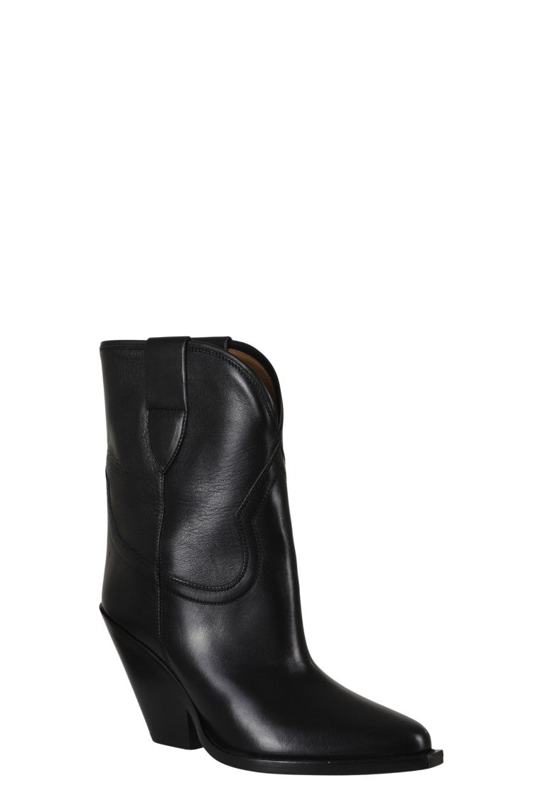 Isabel Marant Black Rounded Panel Leather Ankle Boots