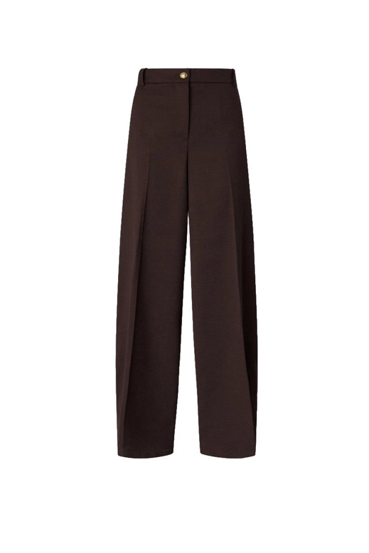 Pinko Brown Polyester-Viscose Blend Wide-Leg Trousers