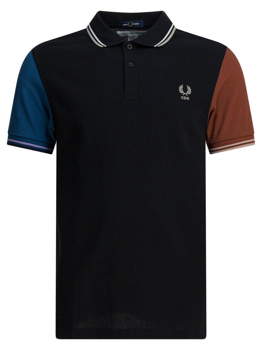 Comme Des Garçons Button-Down Polo Shirt With Contrasting Sleeves And Embroidered Logo