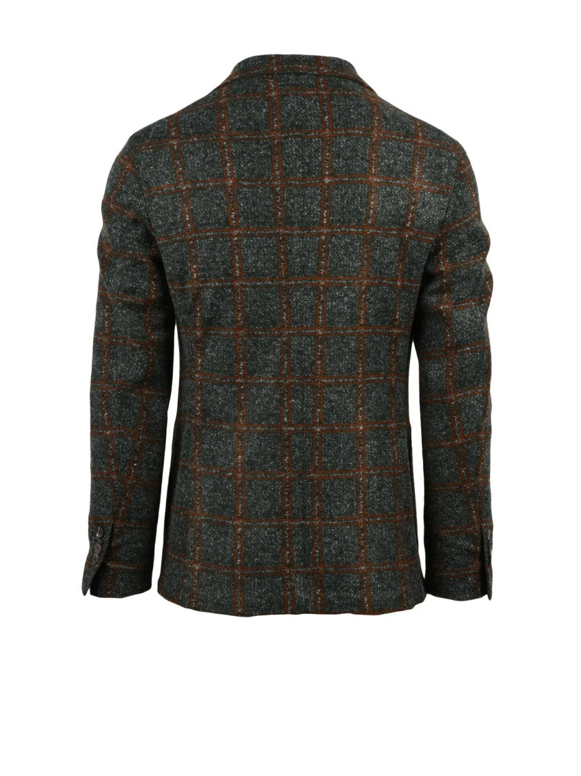 L.B.M. 1911 Textured Rounded Jacket With Checkered Pattern And Button Closure