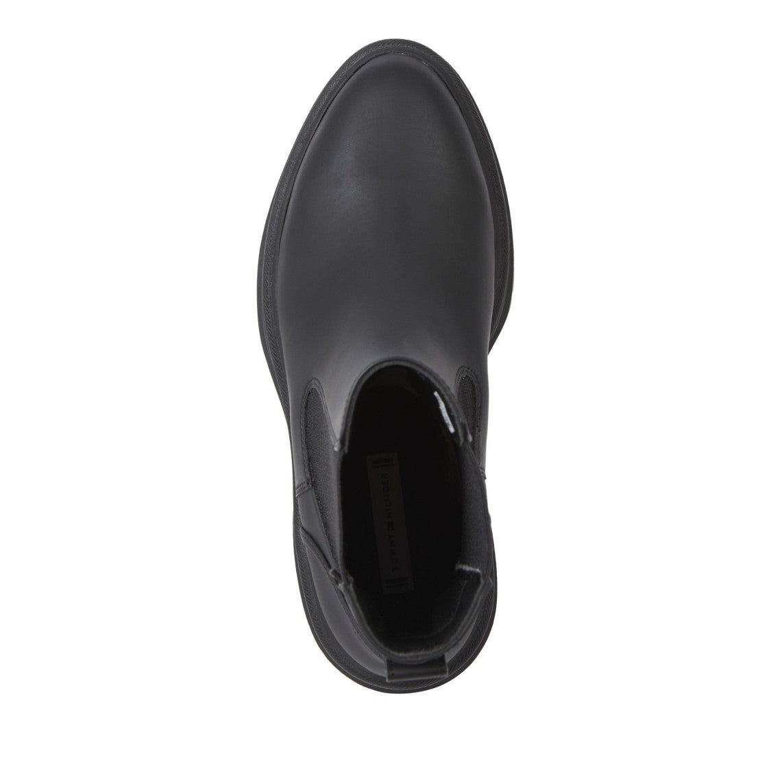 Tommy Hilfiger Black Minimalist Lugged Sole Elastic Panel Chelsea Boots