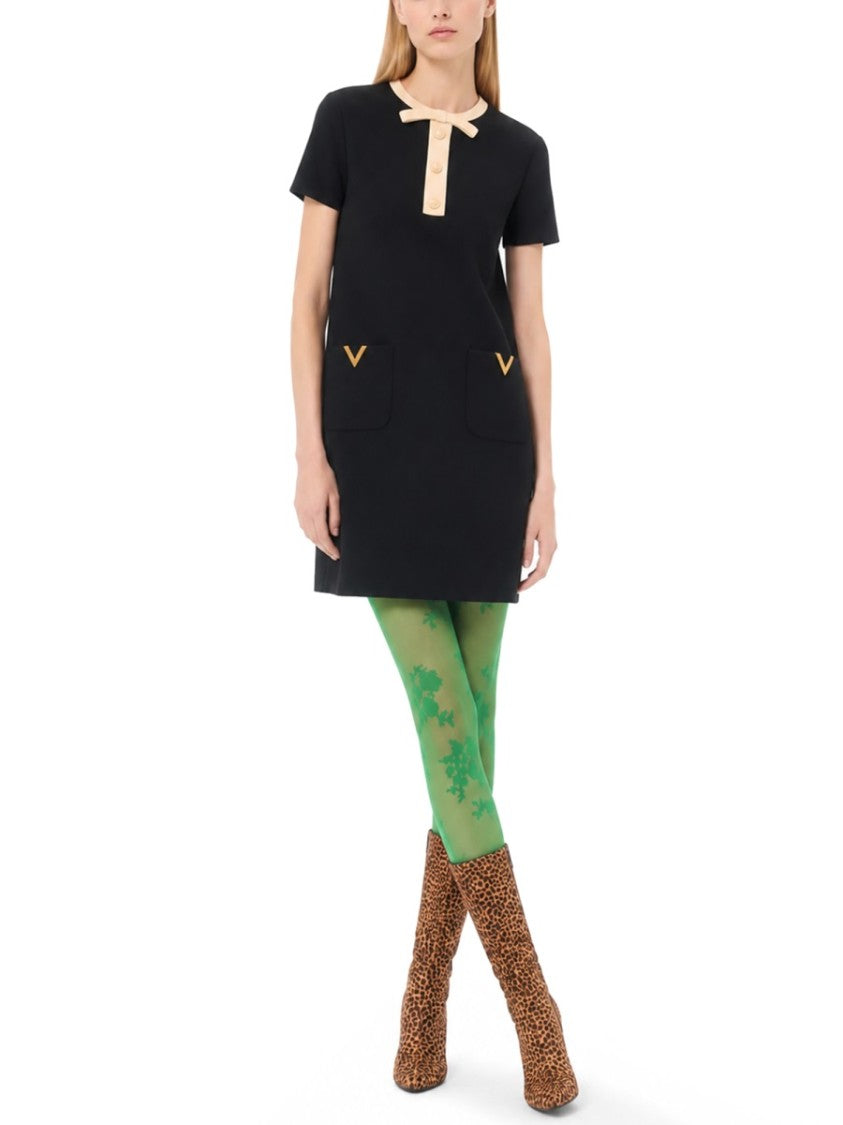 Valentino Silk And Wool Mini Dress With Bow Detail