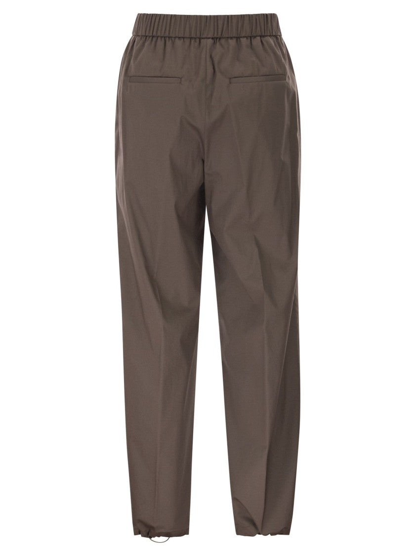 Peserico Loose-Fitting Stretch Cotton Trousers With Elasticated Waistband