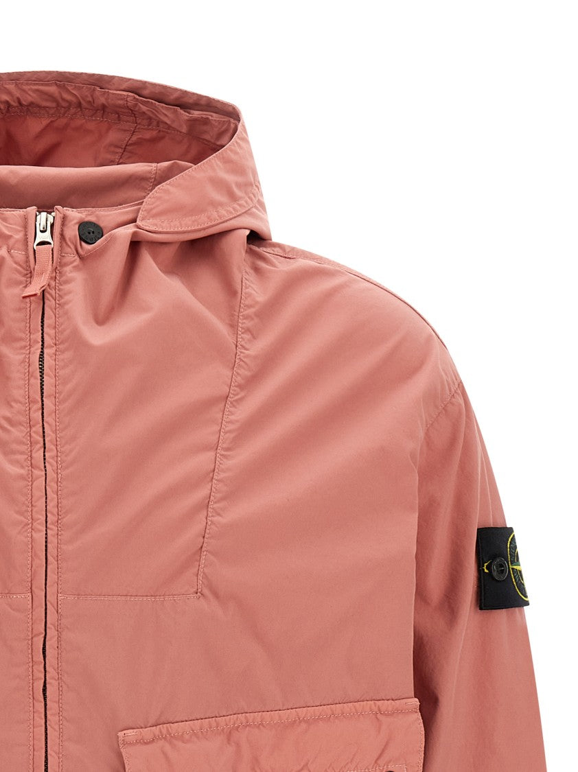 Stone Island Lightweight Canvas Jacket With Adjustable Hood
