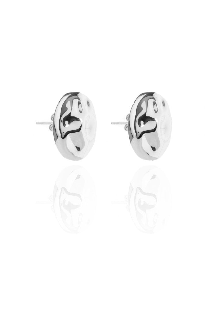 Federica Tosi Silver Rock Platinum Plated Bronze Metal Earrings