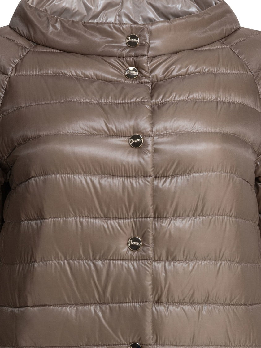 Herno Quilted Beige Jacket With Feather Padding