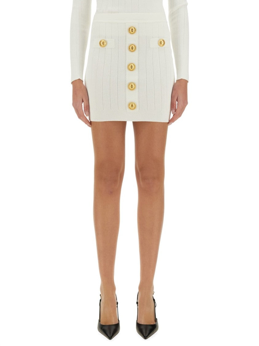 Balmain Ribbed Knit Mini Skirt