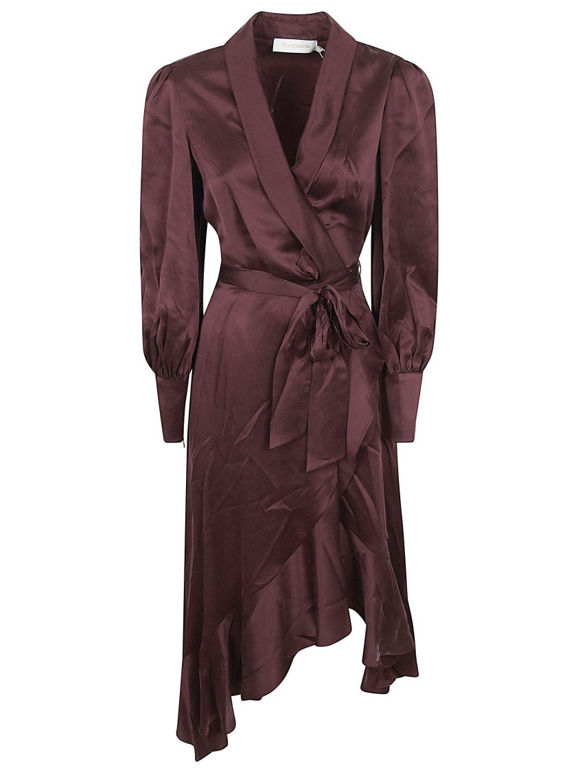 Zimmermann Silk Wrap Ruffled Midi Dress