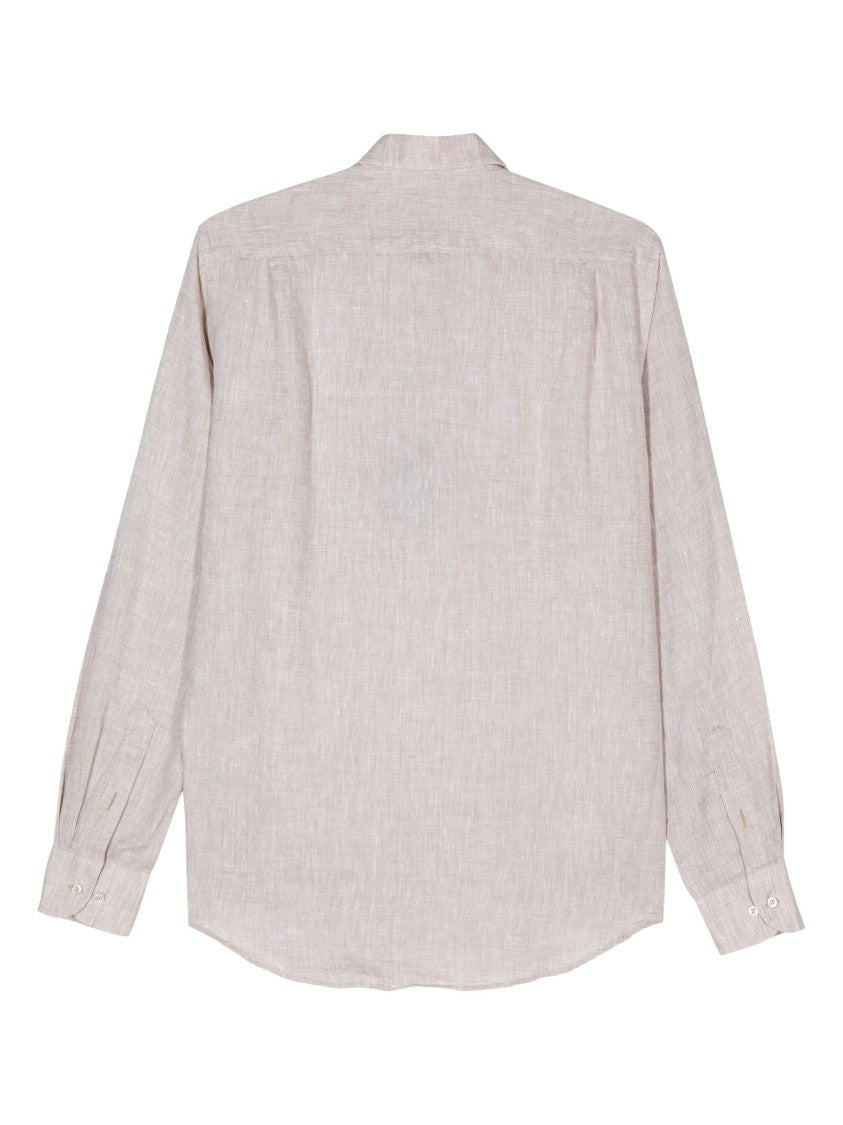 Paul & Shark Beige Long Sleeve Linen Shirt