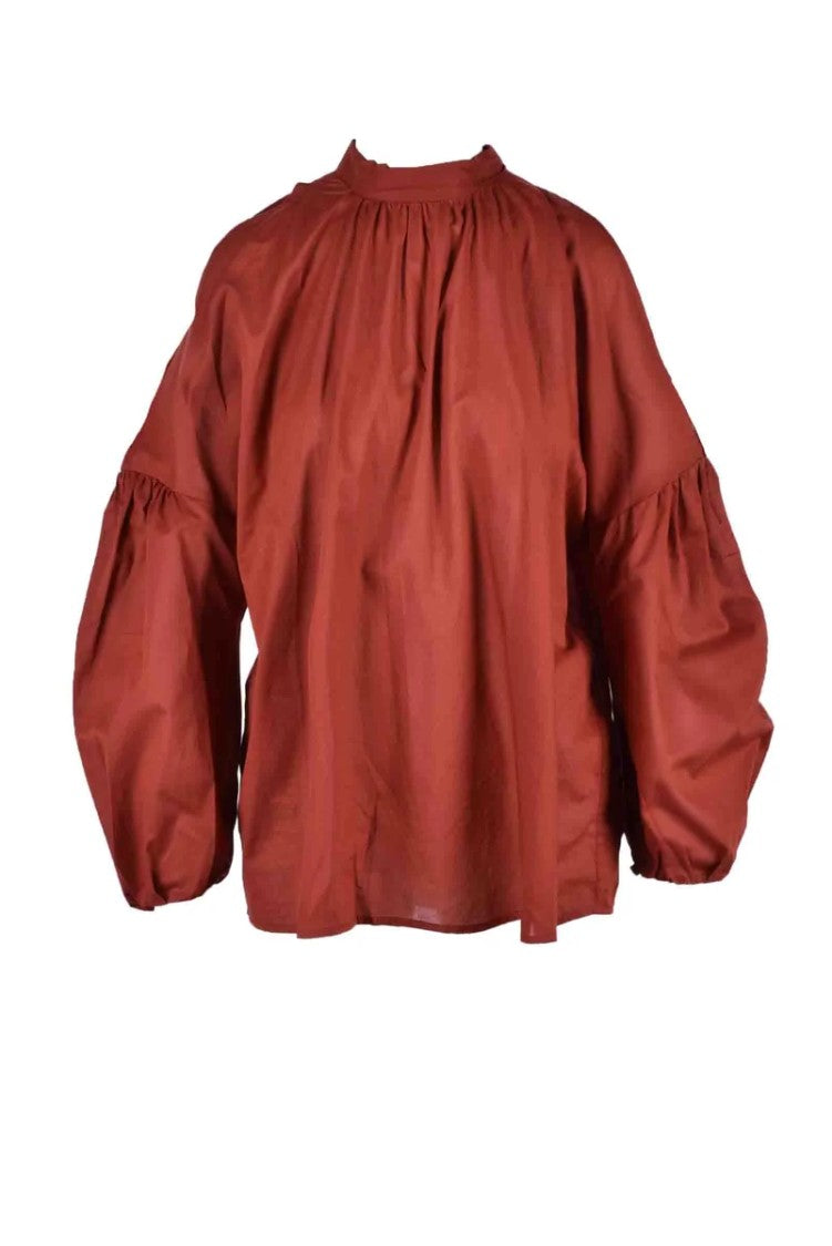 Erika Cavallini Brown Cotton Voile Blouse