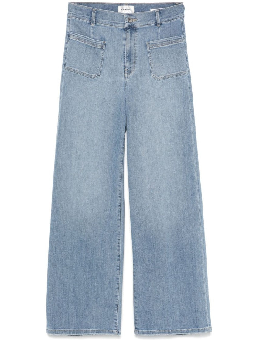 Frame Wide Leg Indigo Cotton Frame Jeans