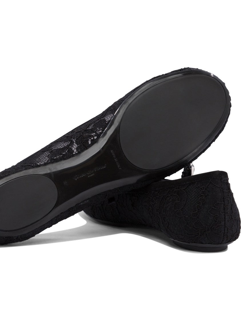 Gianvito Rossi Lace-Overlay Ballerinas With Rubber Sole
