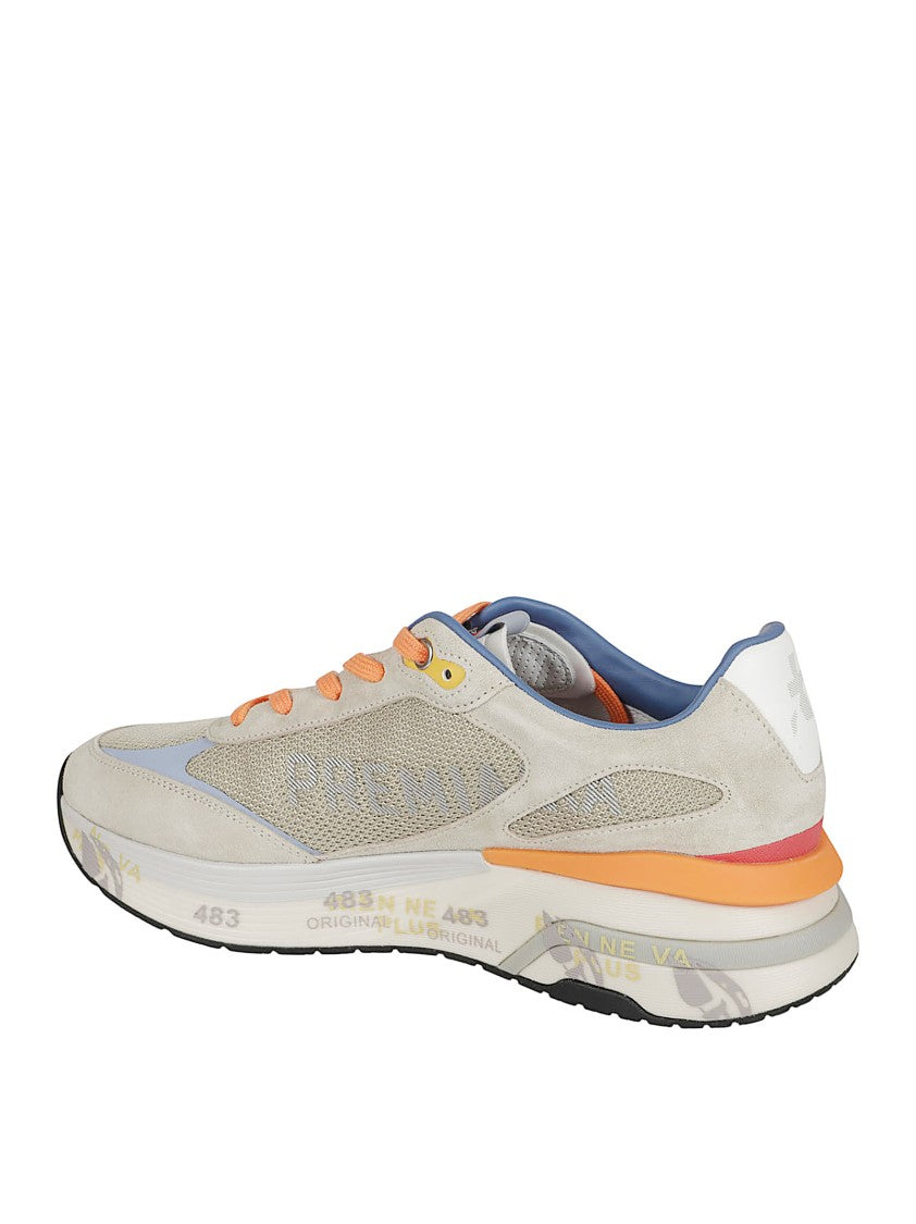 Premiata Beige Mesh And Suede Sneakers With Innovative Sole