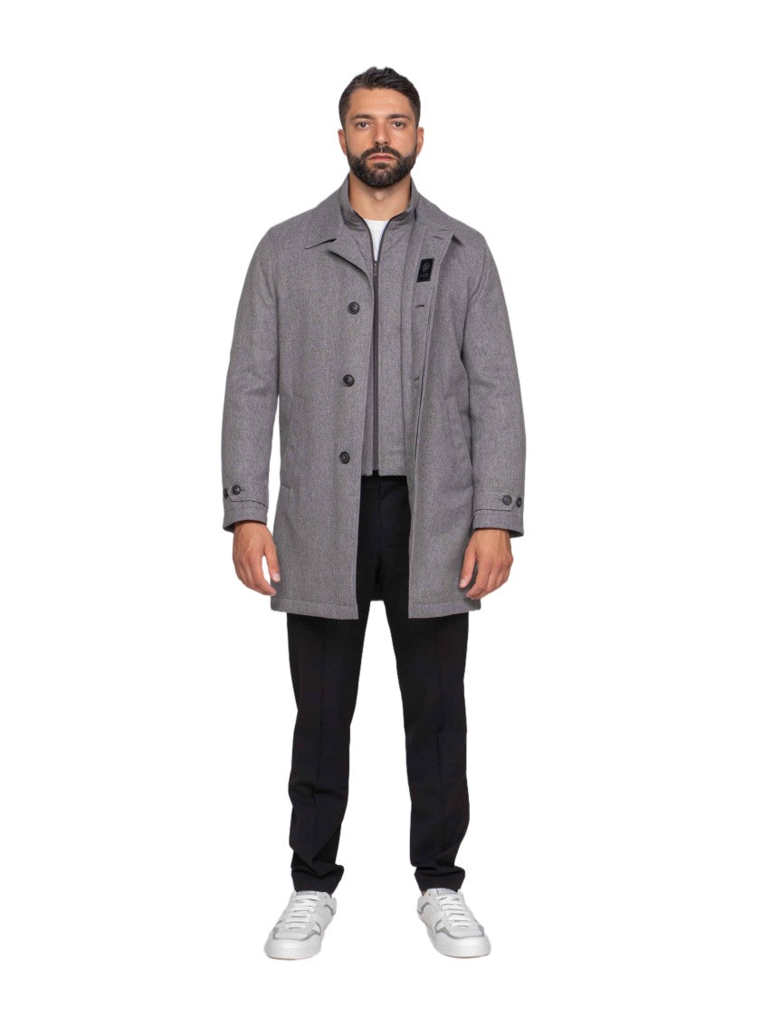 Fay Mid-Length Classic Tailored Coat With Structured Collar