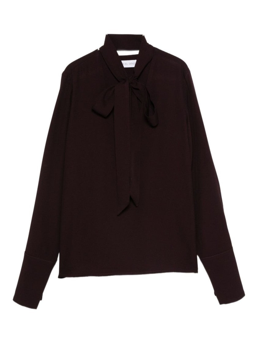 Raquel Diniz Bordeaux-Enhanced Blouse With Versatile Nektie Detail