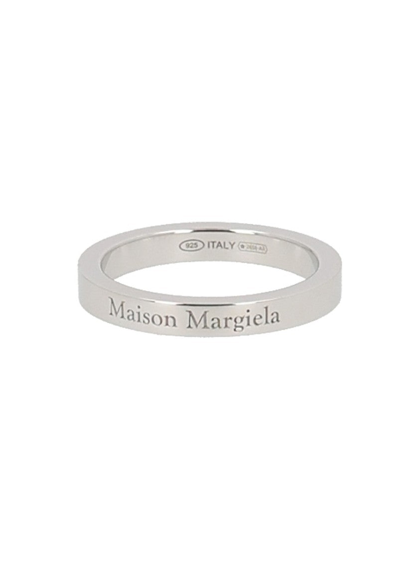 Maison Margiela Polished Silver Engraved Logo Band Ring