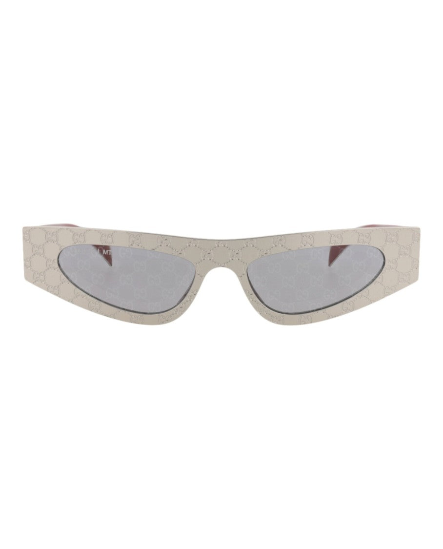 Gucci Cat Eye-Frame Metal Sunglasses With Embossed Pattern