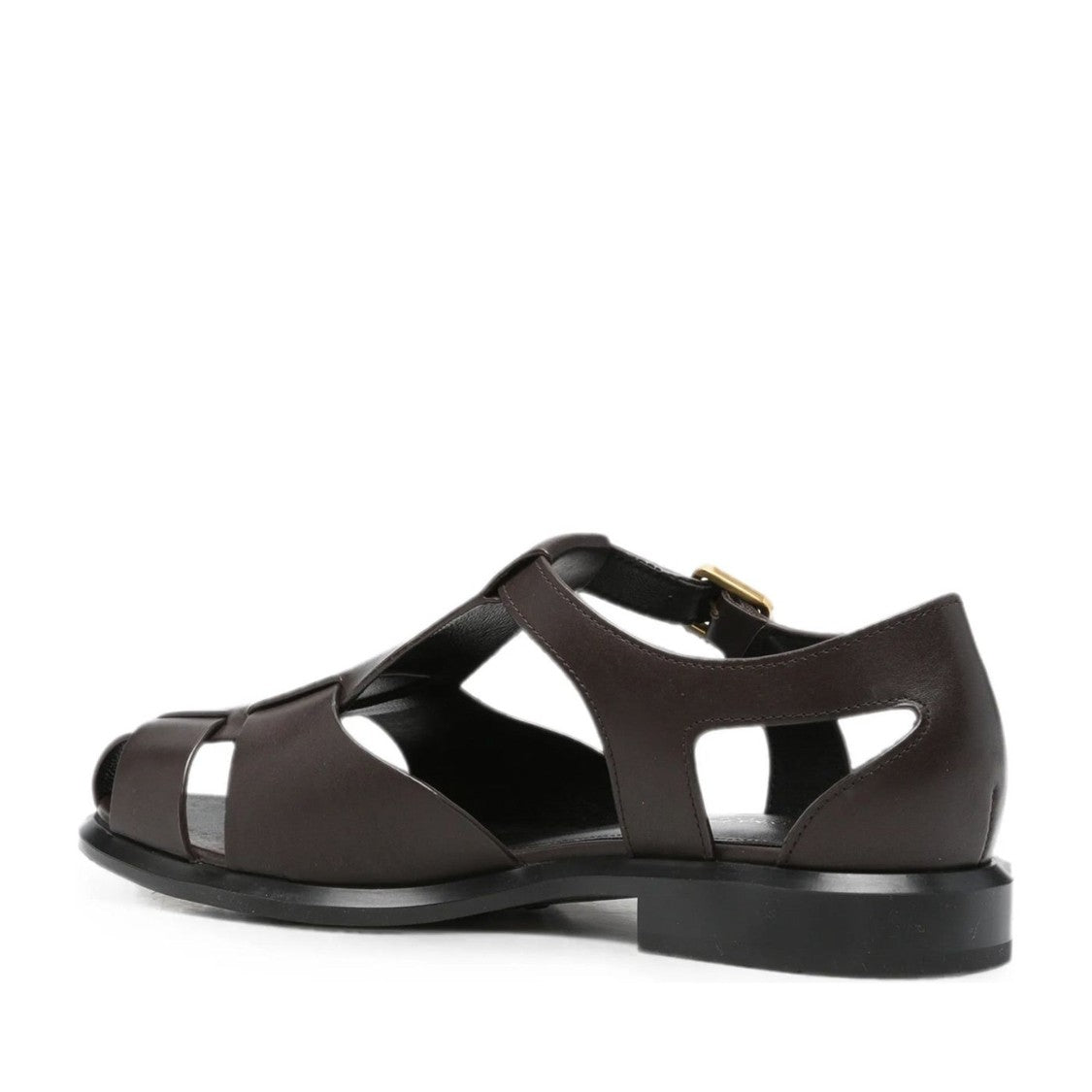 Adrianna Feretti Brown Leather Upper Gold Buckle Sandals