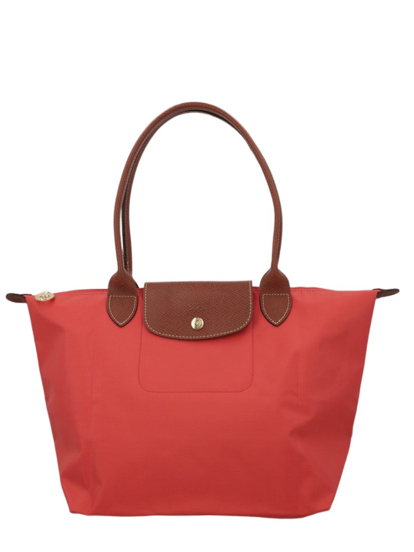 Longchamp Medium Tote Bag With Flap Closure And Textured Details