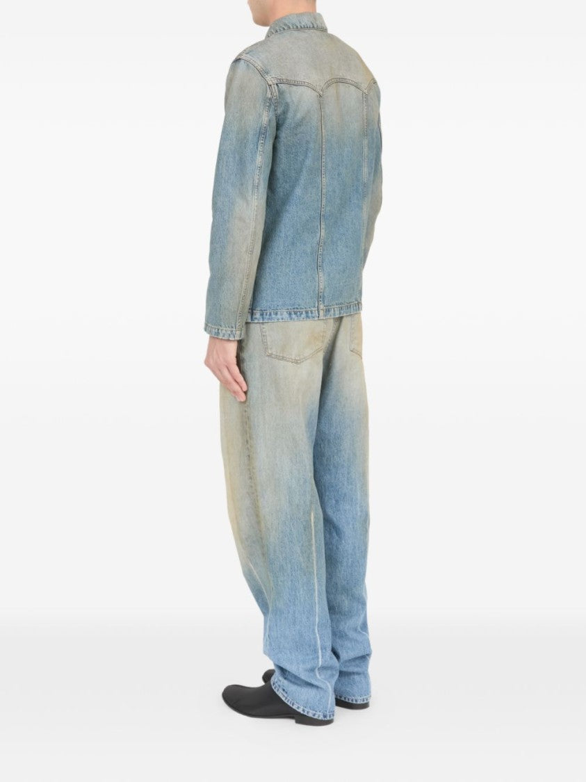 Mm6 By Maison Margiela Blue Faded Denim Buttoned Jacket