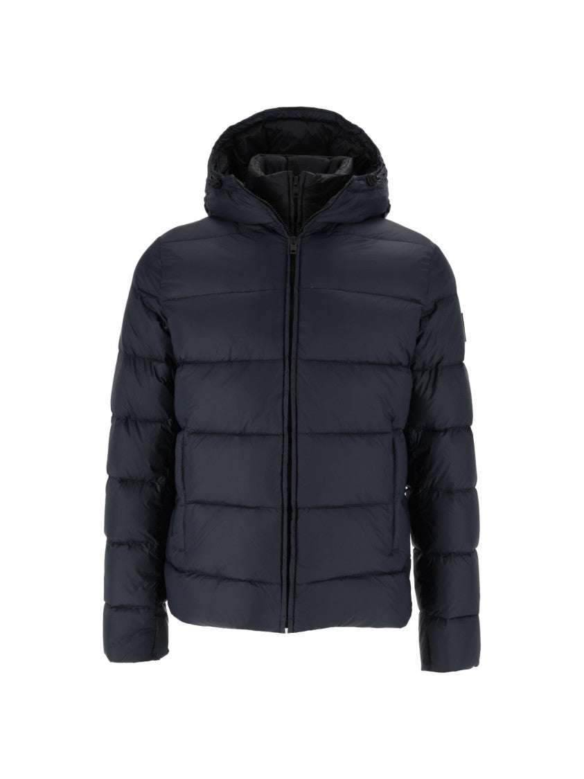 Fay Blue Hooded Cropped Padded Down Jacket