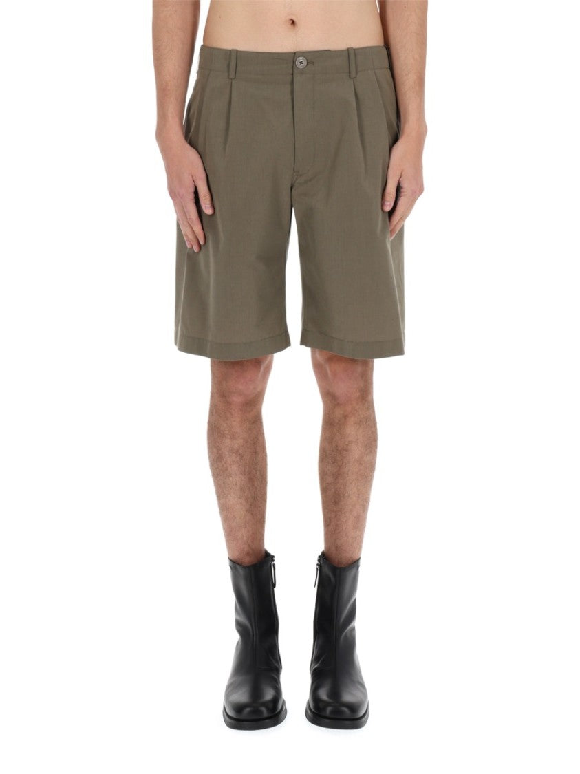 Our Legacy Neutrals Bridge Relaxed Fit Pleated Shorts