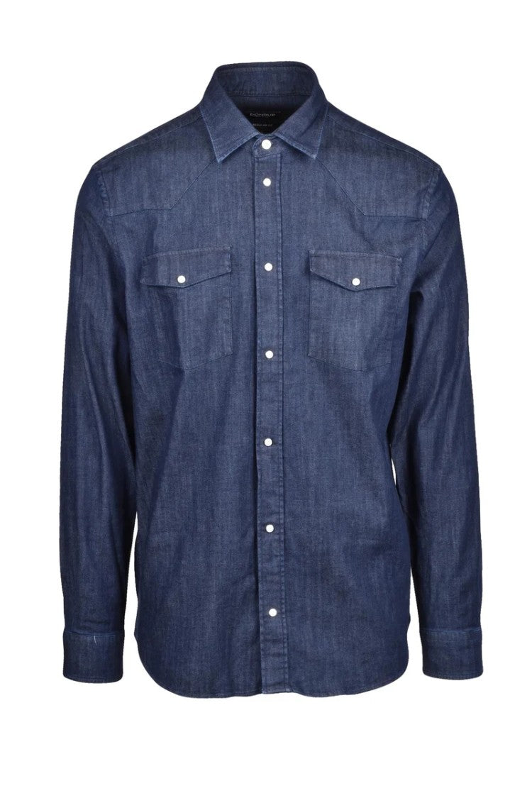 Dondup Denim-Texture Long Sleeve Shirt