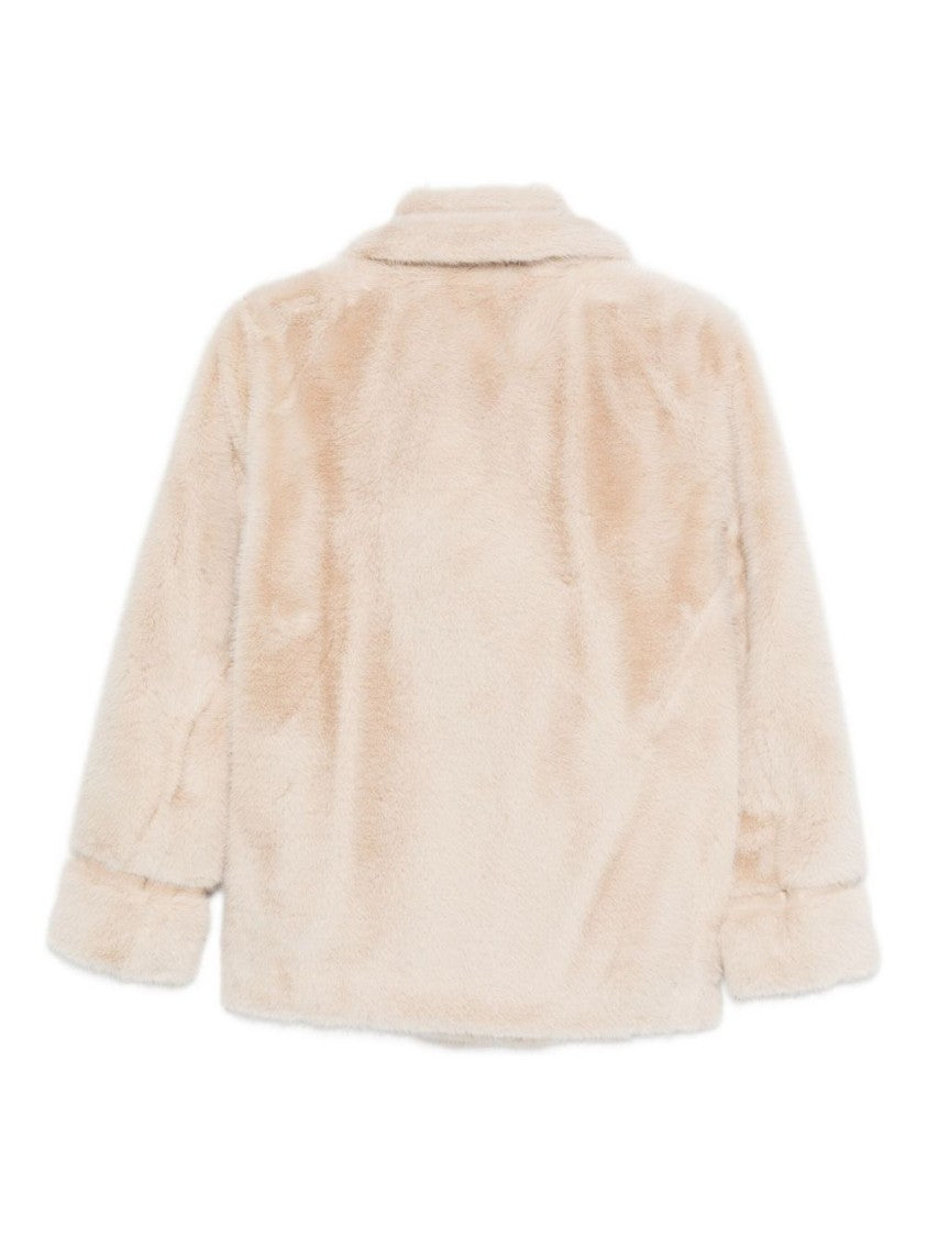 Twin-Set Double-Breasted Plush Coat With Wide Lapels