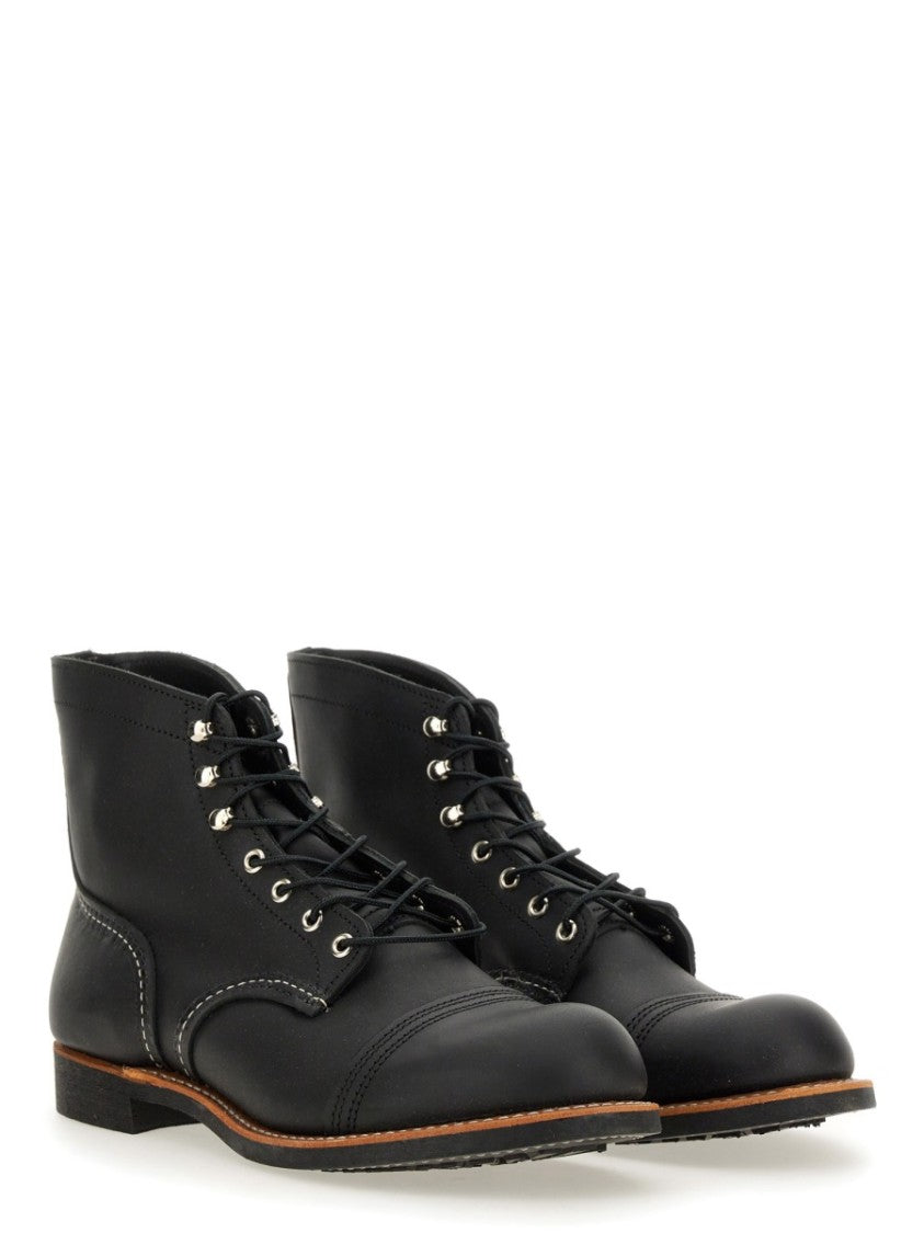 Red Wing Black Leather Lace-Up Boots