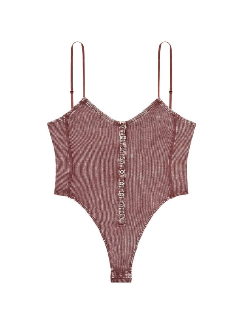 Diesel Brown Fitted Tank With Adjustable Spaghetti Straps