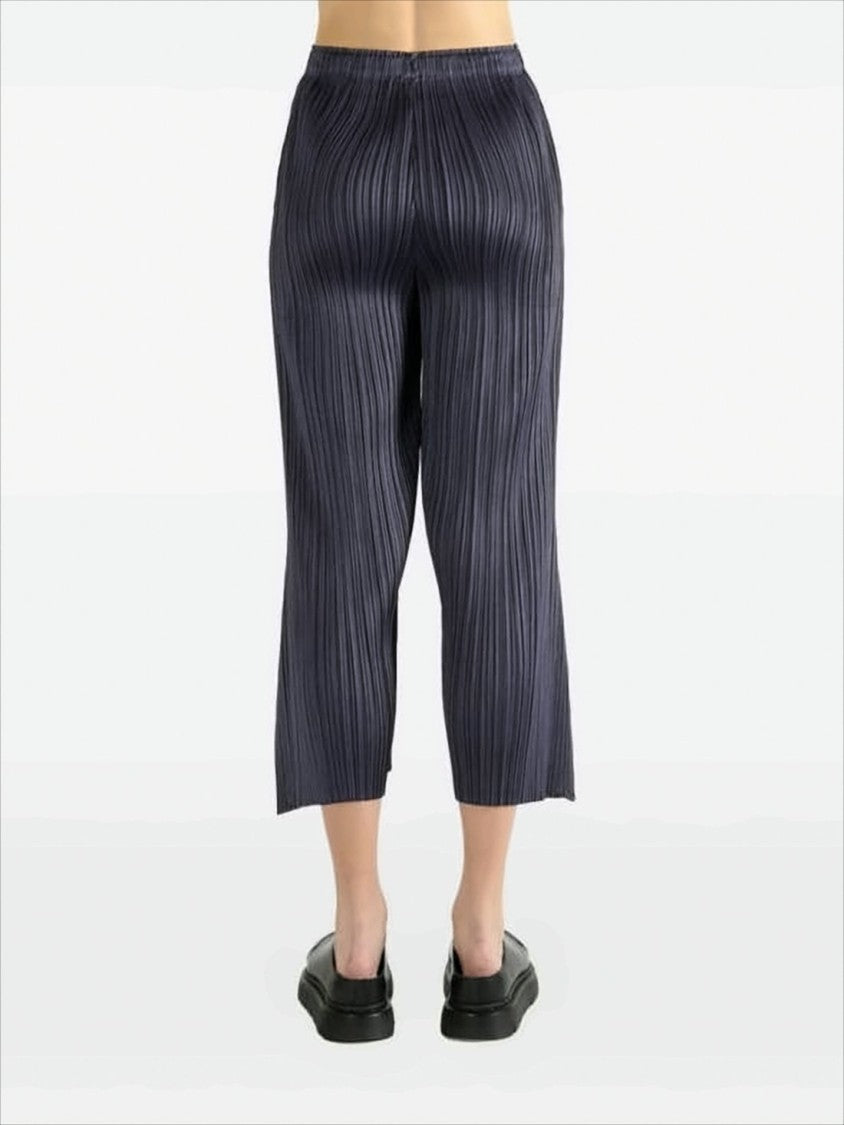 Pleats Please Cropped Relaxed Fit Pants With Pleated Texture