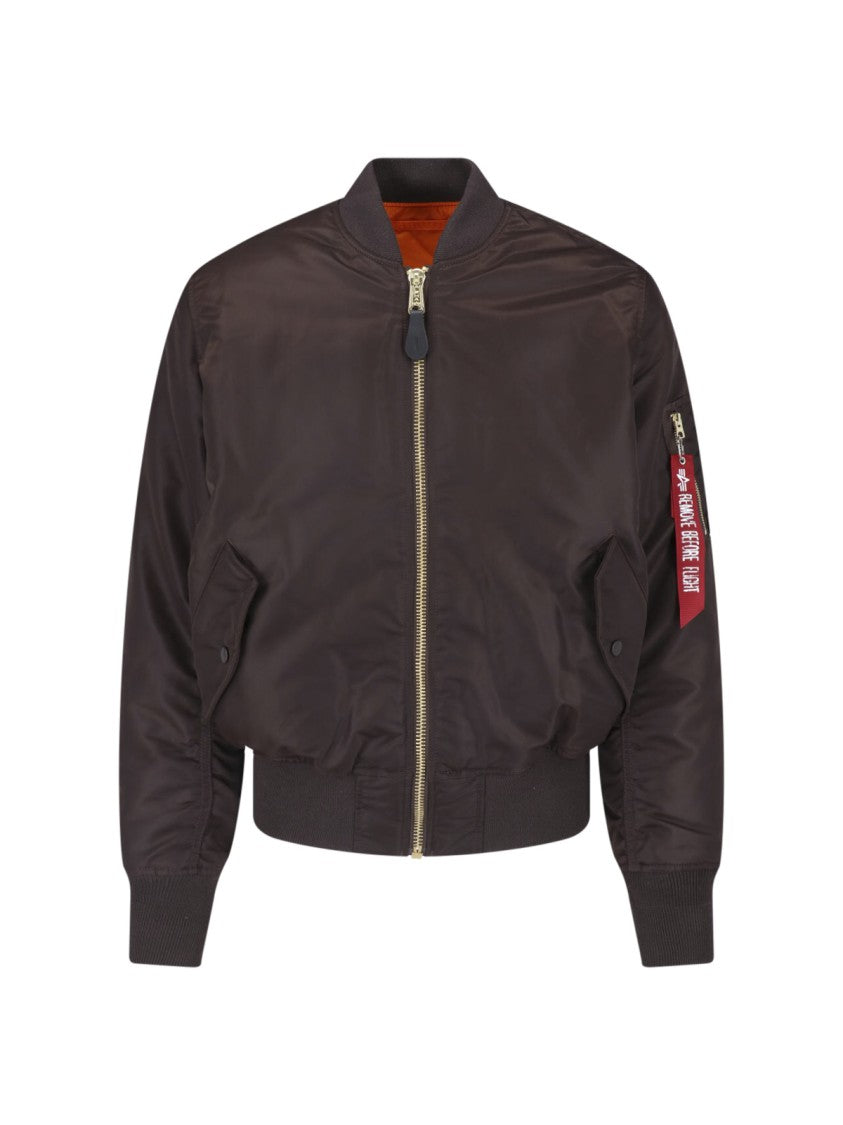 Alpha Industries Brown Nylon Reversible Ma-1 Bomber Jacket