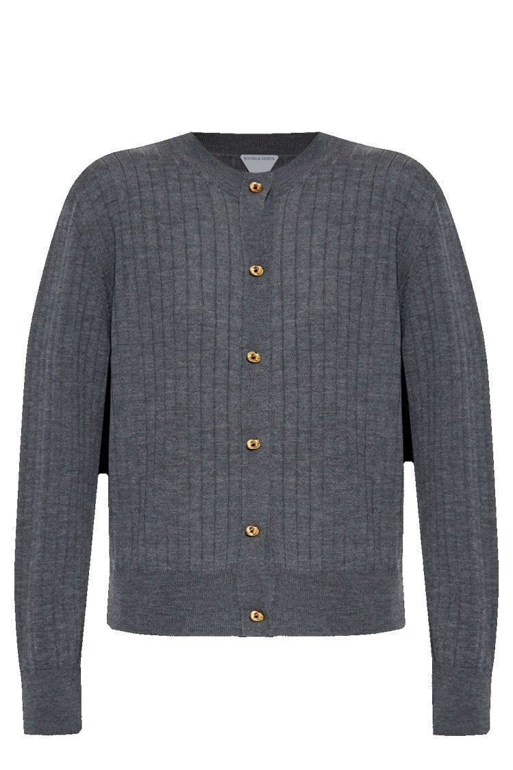 Bottega Veneta Ribbed Knit Cardigan With Contrasting Button Details