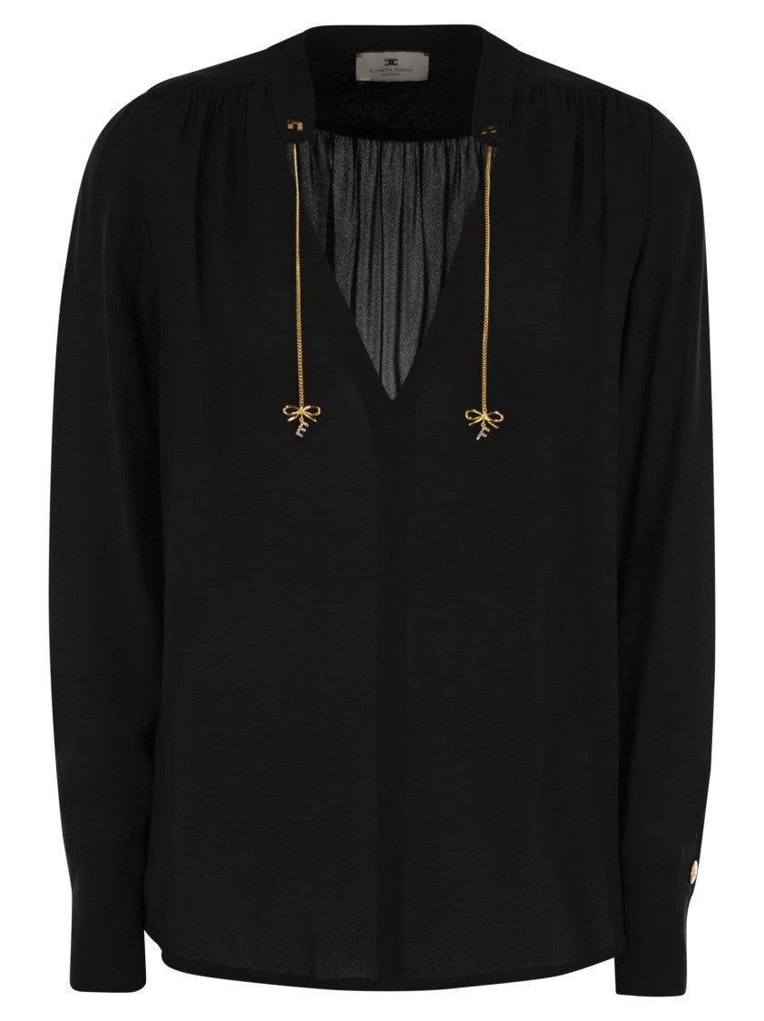 Elisabetta Franchi Georgette Shirt With Charms And Logo
