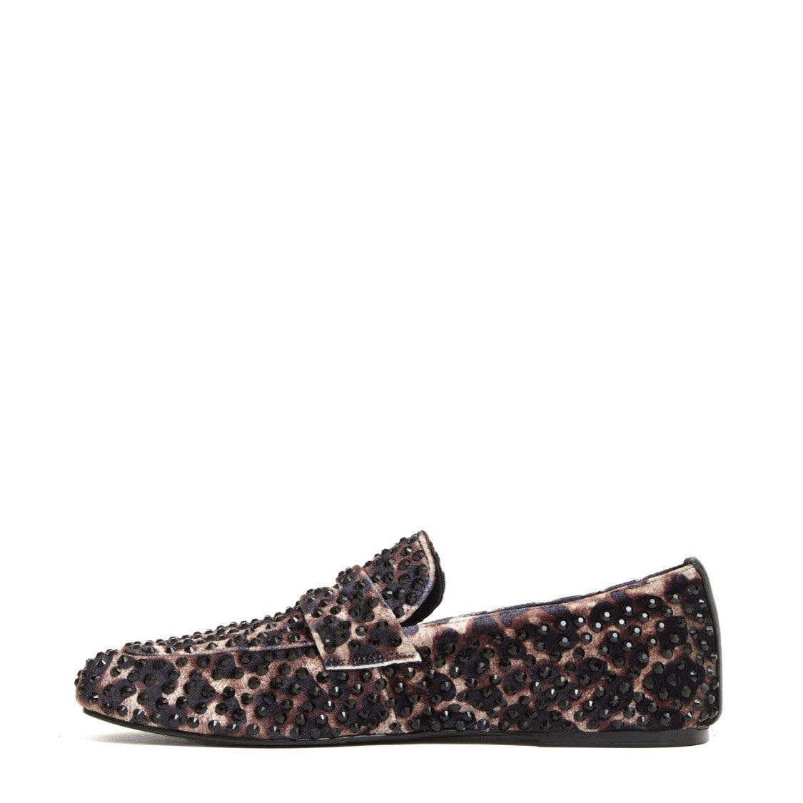 Strategia Leopard-Print Velvet Moccasins With Strass Embellishments