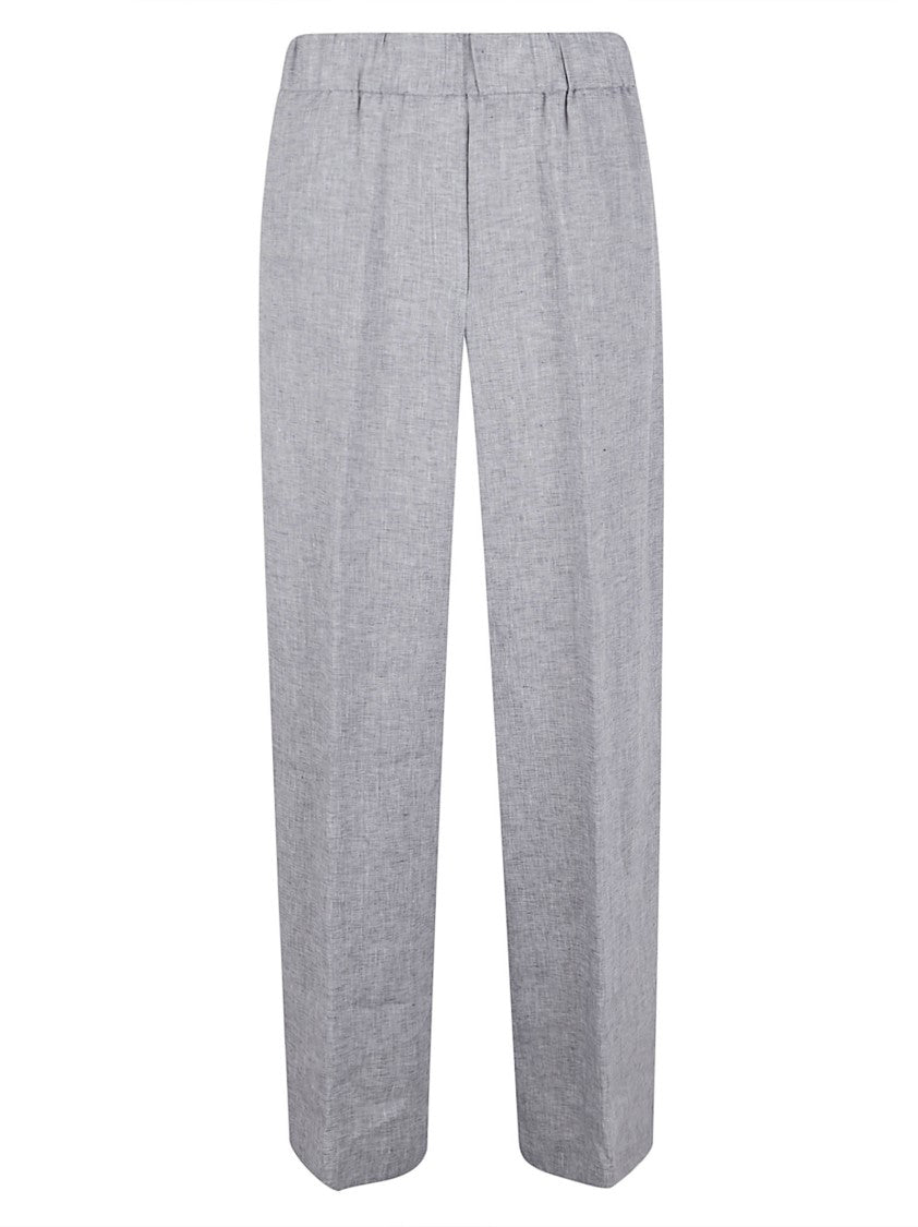 Peserico Straight-Leg Linen Trousers With Elastic Waistband