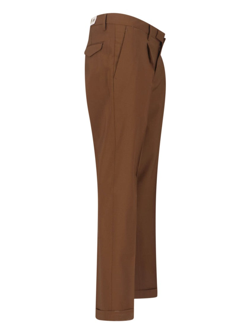 Briglia 1949 Brown Tailored Mid-Rise Virgin Wool Trousers