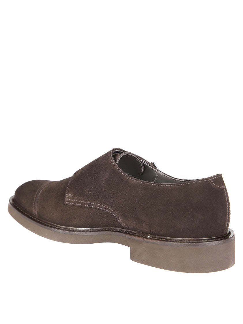 Doucal's Double Buckle Cap Toe Suede Shoes
