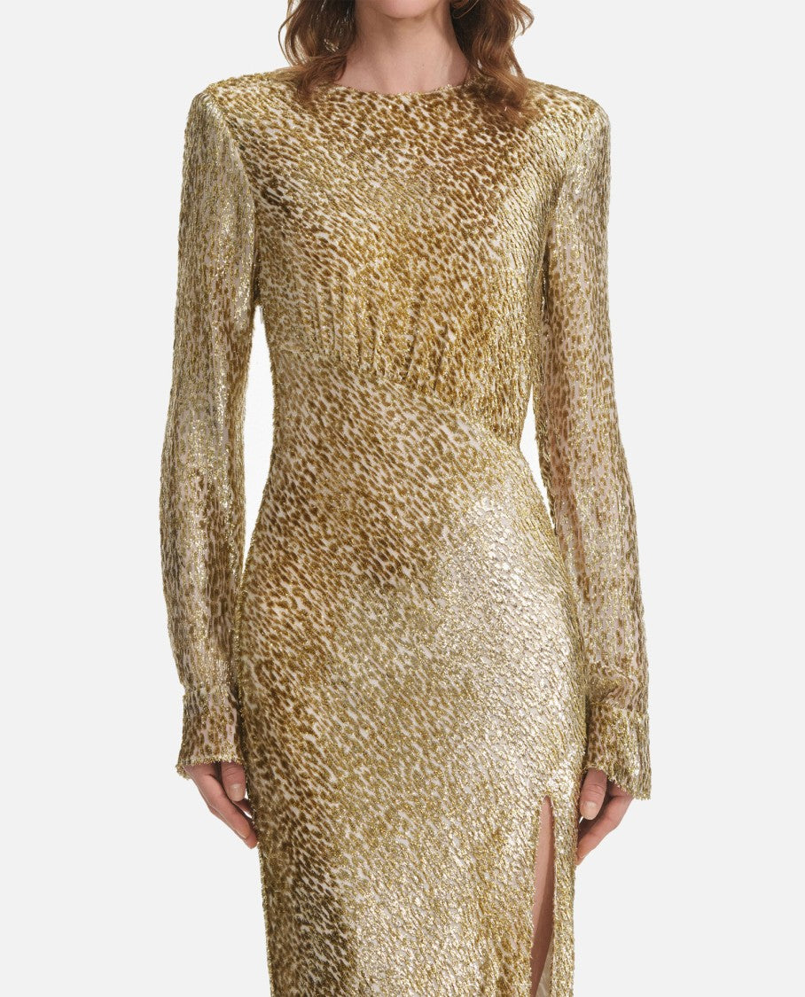 Self-Portrait Gold Fil Coupe Maxi Dress