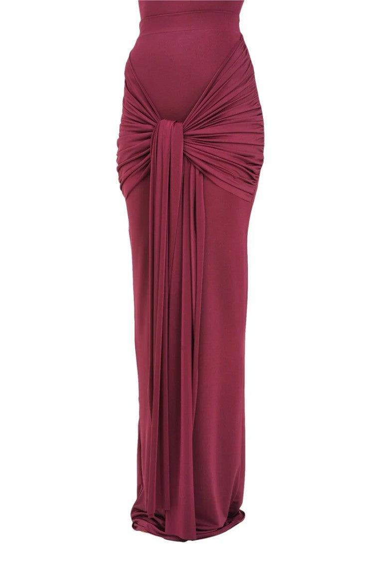 Santas* Red Ruched Lycra Maxi Skirt