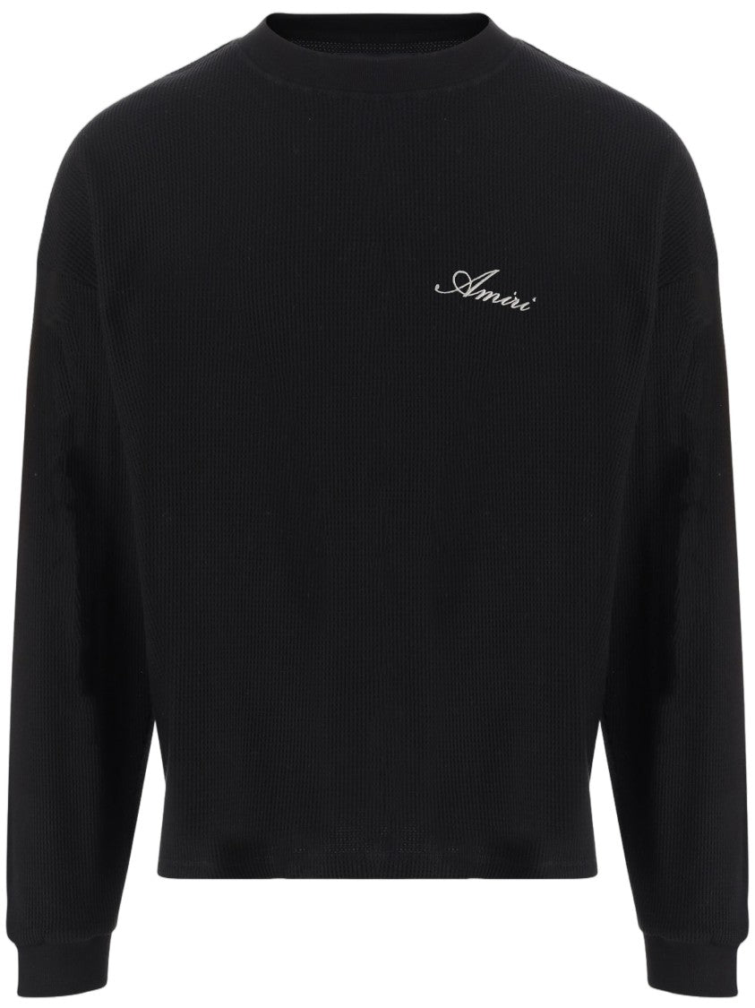 Amiri Black Stretch Cotton Wolf Graphic Print Sweatshirt