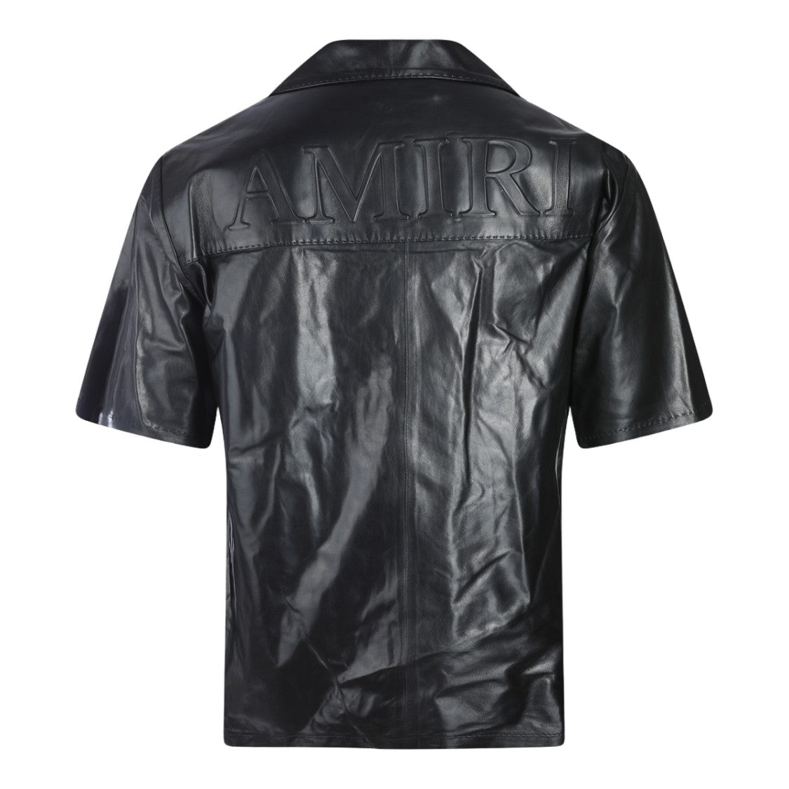 Amiri Short-Sleeve Black Leather Jacket With Classic Collar