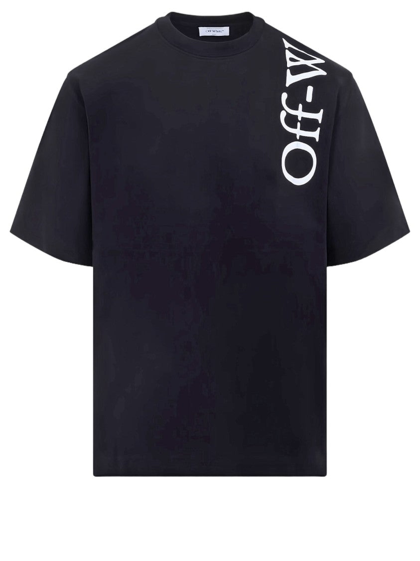 Off-White Black Crew Neck Logo Print Cotton T-Shirt