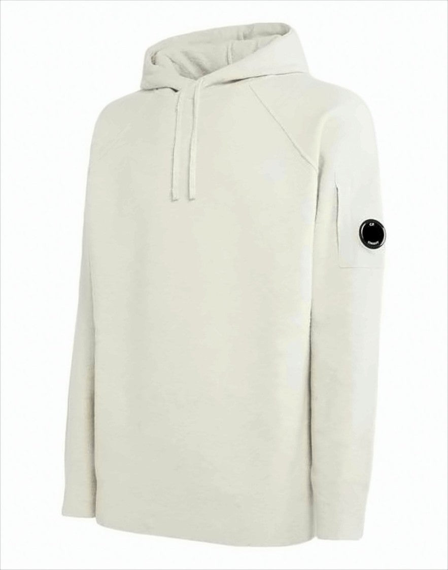 C.P. Company Minimalist Off-White Melange Hoodie With Unique Details