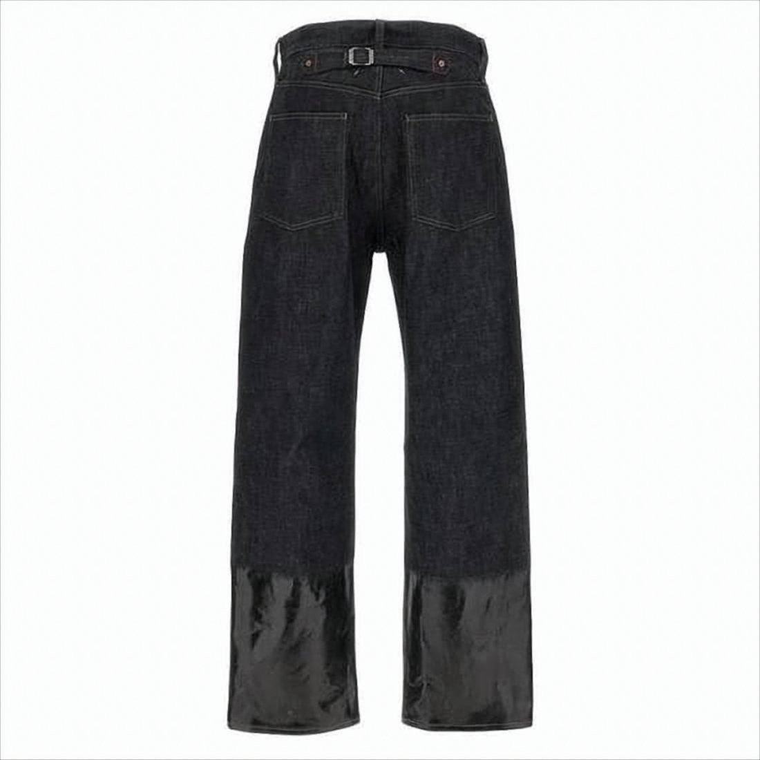 Maison Margiela Straight-Leg Denim Pants With Glossy Black Panels