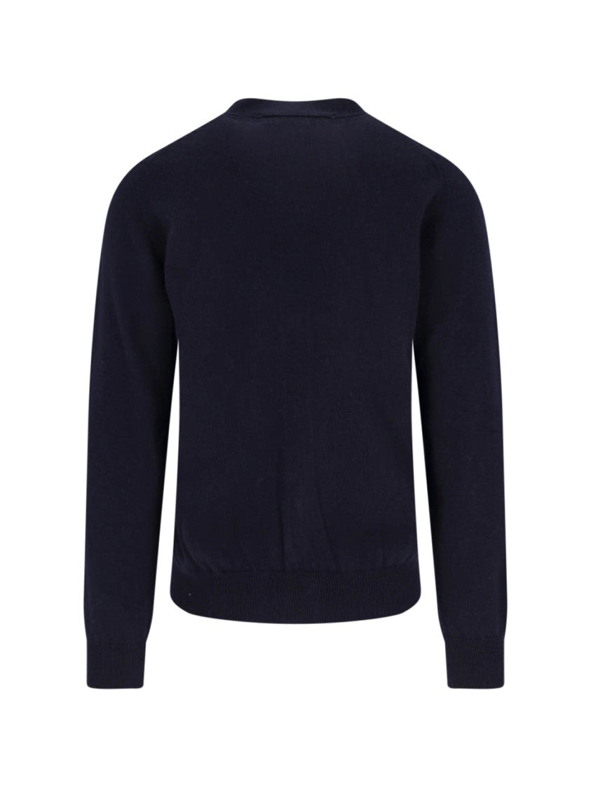 Comme Des Garçons Navy Blue Wool Cardigan