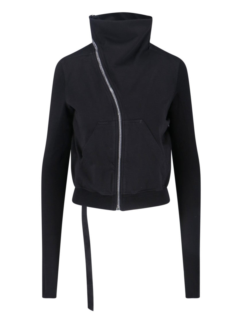 Drkshdw By Rick Owens Black Cotton "Mountain" Zip Sweatshirt